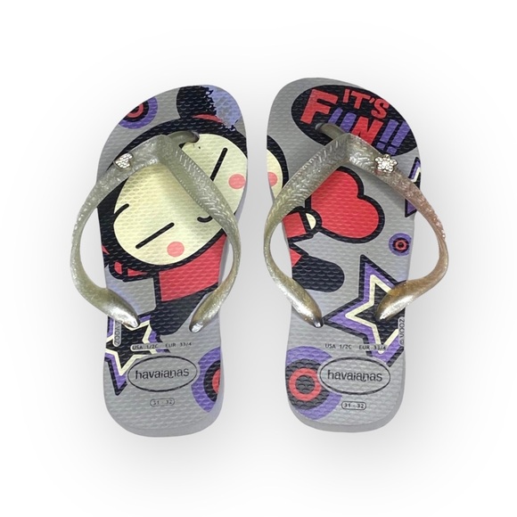 Havaianas x VOOZ ☼ Thong Flip Flop Sandals ☼ Decorative Crystalized Studs ☼ Grey - Picture 3 of 16